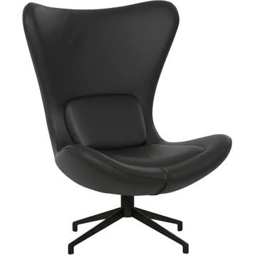 Leren draaifauteuil Soul - Toledo Nero (zwart) - Stervoet, Bohemian, Modern, Scandinavisch, Nieuw, Ophalen of Verzenden, 75 tot 100 cm