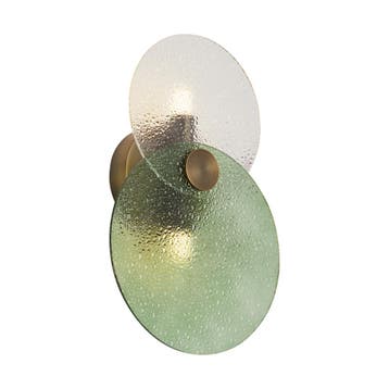 Art Deco wandlamp donker brons met groen en helder glas, Huis en Inrichting, Verzenden, Nieuw