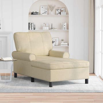 vidaXL Chaise Lounge met kussen Crème 91 x 157 x 91 cm Stof, Huis en Inrichting, Verzenden, Nieuw