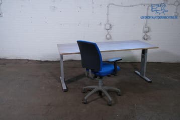 Handmatig verstelbaar bureau 180x80 cm – Robson eiken,, Overige typen, Gebruikt, Verzenden, Overige merken