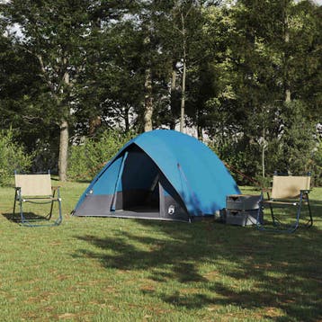 vidaXL Kamperen tent 2-persoons Waterdicht Blauw taft, Verzenden, Nieuw, Tot en met 2