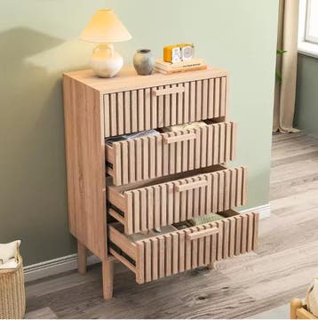 Houten Ladekast met 4 Lades –Dressoir en Opbergkast 60x34x91, Huis en Inrichting, Kasten | Ladekasten, Verzenden, Nieuw