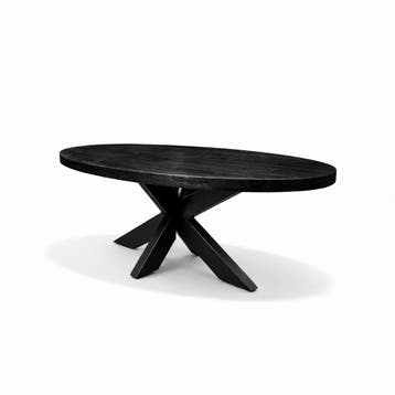 Salontafel Silvia Ovaal 110x70cm Mango Zwart, Ophalen of Verzenden, Nieuw