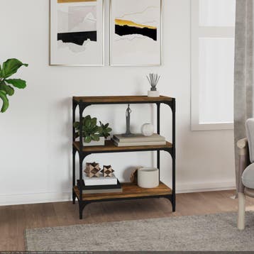 vidaXL Boekenkast 60x33x70,5 cm bewerkt hout en staal, Huis en Inrichting, Minder dan 50 cm, Verzenden, Nieuw, Minder dan 100 cm