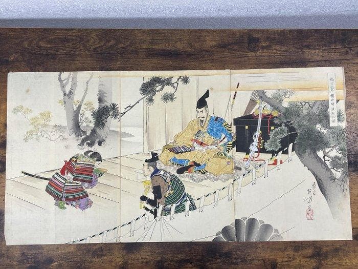 Mushae Kabuto Ukiyoe - Mizuno Toshikata, Antiek en Kunst, Antiek | Overige Antiek