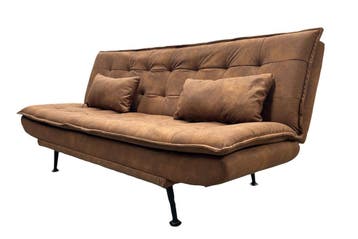 Slaapbank JAZZ 195 cm 3-zits microvezel bruin - 47525, Ophalen of Verzenden, Nieuw