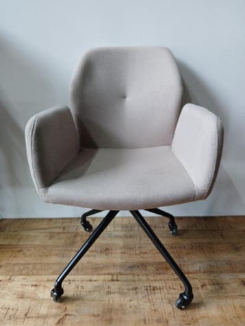 Bronx71 Runa, stoel op wielen, taupe stof, 57 x 60 x 90 cm, Ophalen, Nieuw in verpakking