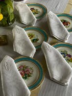 5 damastlinnen en zijde servetten uit het vroege twintigste, Antiek en Kunst