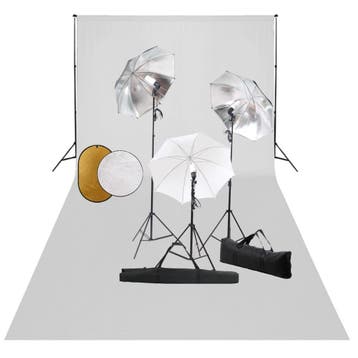 vidaXL Fotostudioset met lampen, paraplus, achtergrond en, Verzenden, Nieuw