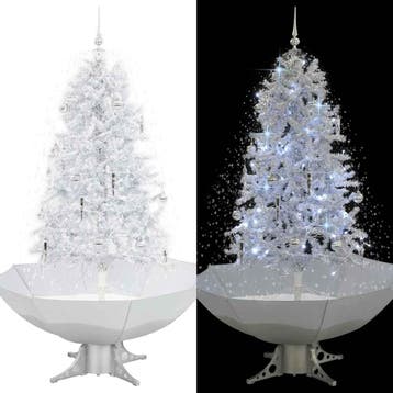 vidaXL Kerstboom sneeuwend met paraplubasis 170 cm wit, Diversen, Kerst, Verzenden, Nieuw