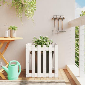 vidaXL Plantenbak met hekontwerp 60x60x60 cm massief, Tuin en Terras, Bloembakken en Plantenbakken, Verzenden, Nieuw, 60 tot 100 cm