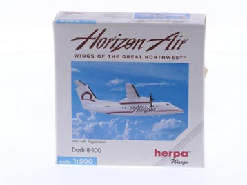 Schaal 1:500 Herpa 510028 Horizon Air Dash 8-100 Reg. N81..., Ophalen of Verzenden, Zo goed als nieuw