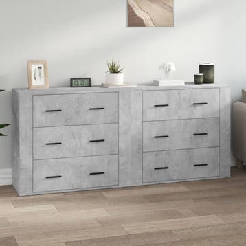 vidaXL Dressoirs 2 st bewerkt hout betongrijs, Verzenden, 150 tot 200 cm, Nieuw, 25 tot 50 cm