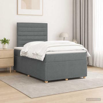 vidaXL Boxspringbed met matras Donkergrijs 120 x 190 cm Stof, Verzenden, Nieuw, Twijfelaar