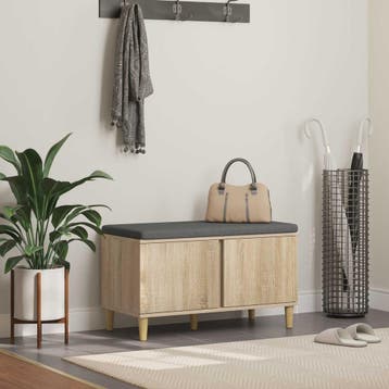vidaXL Halbank met kussen met opslag Sonoma Eiken 80 x 38 x, Verzenden, Nieuw