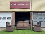 Bankstel Prominent Wellington bank stof leer fauteuils stoel, 150 tot 200 cm, Rechte bank, Senioren, Vierpersoons of meer