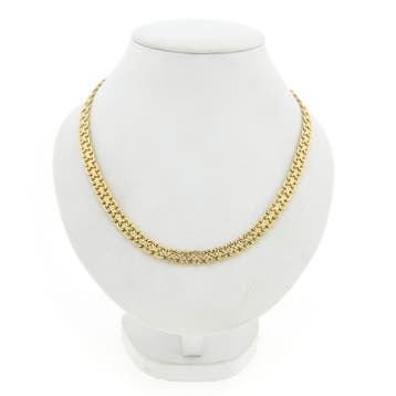 Gouden fantasieschakel ketting; 14 karaat; 42,5 cm, Ophalen of Verzenden, Gebruikt, Goud, Goud