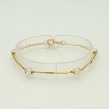 Armband - 14 karaat Geel goud Parel, Nieuw