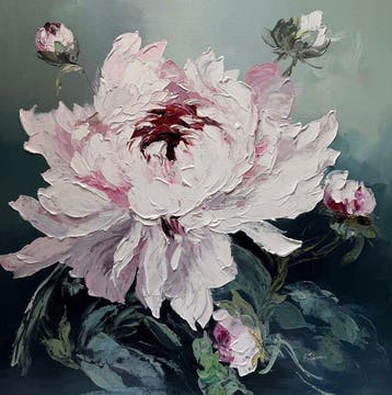 Ekaterina Dzuba (1982) - PIVOINES _ 100x100cm.