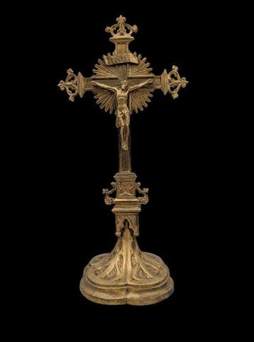 Antiek Crucifix - Brons - 1850-1900 - Prachtig altaarkruis