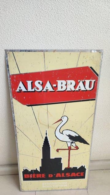 Plaque - reclameplaat voor bier Alsa Brau Alsace