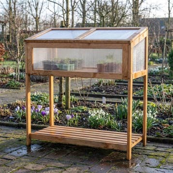 Verhoogde Kweekbak met Kas Deksel Eikenlook 79 x 38 x 86 cm, Tuin en Terras, Verzenden