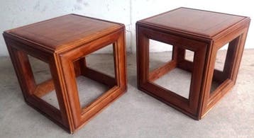 Middentafel - hard hout - Paar salontafels / kubusvormige