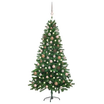vidaXL Kunstkerstboom met verlichting en kerstballen 150 cm, Verzenden, Nieuw