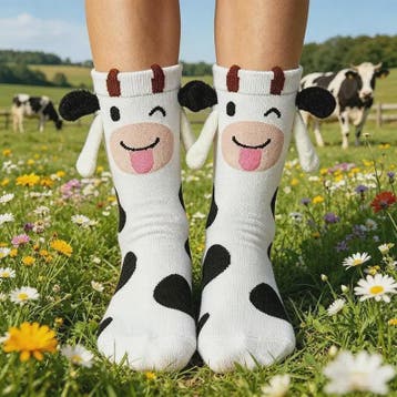 Schattige 3D Kinder Sokken met Dierenprints - Konijn, Koe, K, Dieren en Toebehoren
