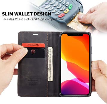 CaseMe book case leer - Apple iPhone 11 - zwart, Verzenden, Nieuw