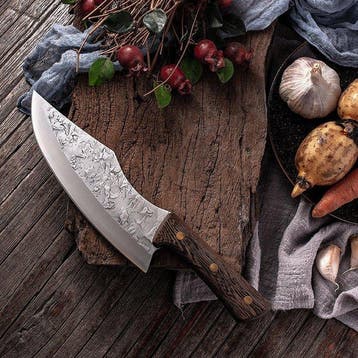 Keukenmes - Chefs knife - Staal, Hout, Leder - Italië -