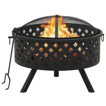 vidaXL Vuurplaats met pook XXL 68 cm staal, Verzenden, Nieuw