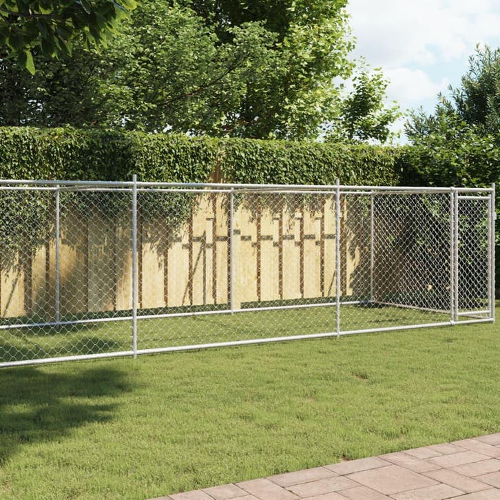 vidaXL Hondenhok met deur 8x2x1,5 m gegalvaniseerd staal, Dieren en Toebehoren, Honden-accessoires, Nieuw, Verzenden