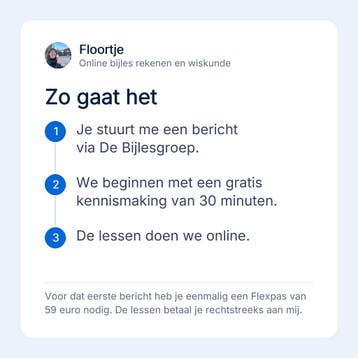 Floortje geeft online bijles rekenen en wiskunde, Privéles, Bijles