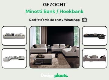 Minotti Bank / Hoekbank GEZOCHT — Directe Inkoop Elke Staat, Huis en Inrichting, Banken | Bankstellen, Ophalen of Verzenden, Nieuw