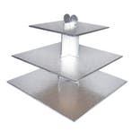 Patis Decor Etagere Vierkant 3-Laags Karton Zilver, Verzenden, Nieuw