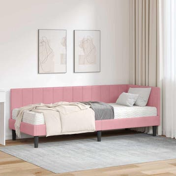 vidaXL Hoekbedframe met Matras met hoofdeinde 2 pcs Grijs, Verzenden, Nieuw, Stof