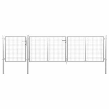 vidaXL Tuinpoort staal 400x100 cm zilver, Verzenden, Nieuw