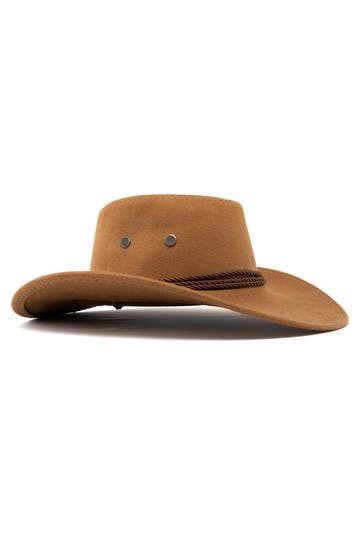 KIMU® Cowboyhoed Bruin Suedelook Lichtgewicht Bruine PU Sued, Ophalen of Verzenden, Nieuw, Overige maten, Carnaval