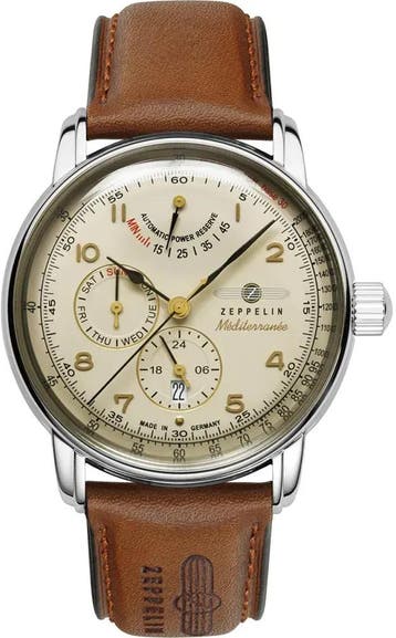 Zeppelin 9690-5 Méditerranée heren horloge, Overige merken, Staal, Verzenden, Polshorloge