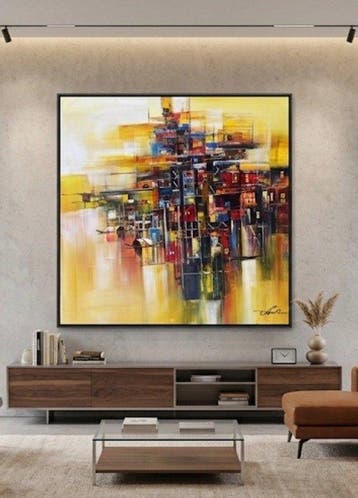 Hoàng Vn Hp (1983) - Reflets dor 80 80 cm, Antiek en Kunst