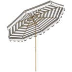 Parasol Ø 270 cm – Parasol met Kantelhoek in het Grijs + Wit, Tuin en Terras, Parasols, Verzenden, Nieuw, Verstelbaar