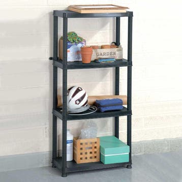 vidaXL Opbergrek 4-laags 61x30,5x130 cm kunststof zwart, Verzenden, Nieuw
