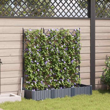 vidaXL Plantenbak 3 st Grijs 120 x 40 x 125,5 cm PP, Verzenden, Nieuw, Minder dan 60 cm