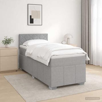 vidaXL Boxspringbed met matras Lichtgrijs 80 x 200 cm Stof, Verzenden, Nieuw, Eenpersoons, Stof