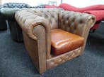 Chesterfield Maarssen !! Bruin Lederen Chesterfield Fauteuil, Huis en Inrichting, Fauteuils, Ophalen, Zo goed als nieuw, Leer