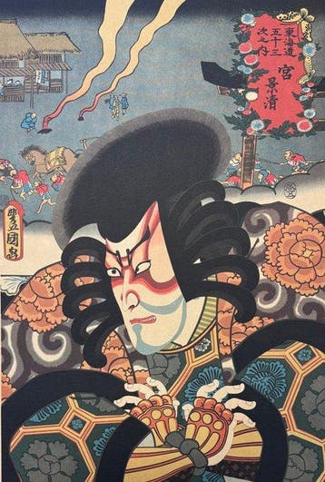 Kabuki acteur Ichikawa Danjr VIII als Kagekiyo - Utagawa