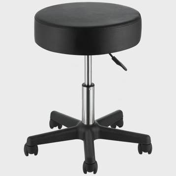 Verstelbare Zwarte Draaistoel met Wielen - 40cm Diameter