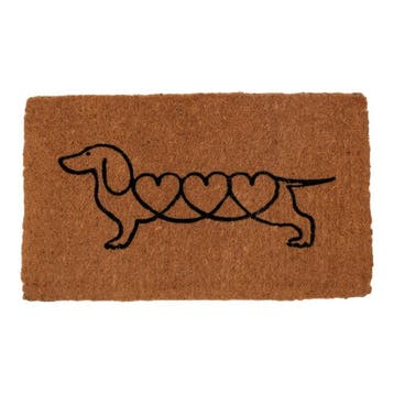 Deurmat Kokos handgeweven hartjes teckel 75cm, Verzenden, Nieuw