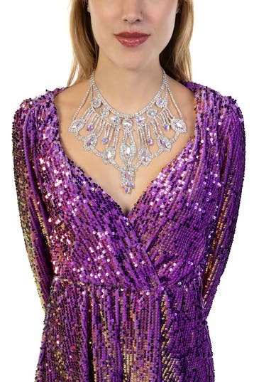 Grote Diamanten Zilveren Halsketting Ketting Zilver Glitter, Kunststof, Verstelbaar, Nieuw, Ophalen of Verzenden